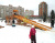 Зимняя деревянная горка "IgraGrad Snow Fox 12 м" с двумя скатами (две лестницы)